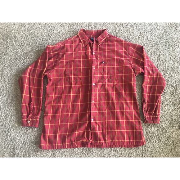 Polo Jeans Co Ralph Lauren Shirt Men's Large Red Plaid Long Sleeve Button Up - Picture 1 of 7
